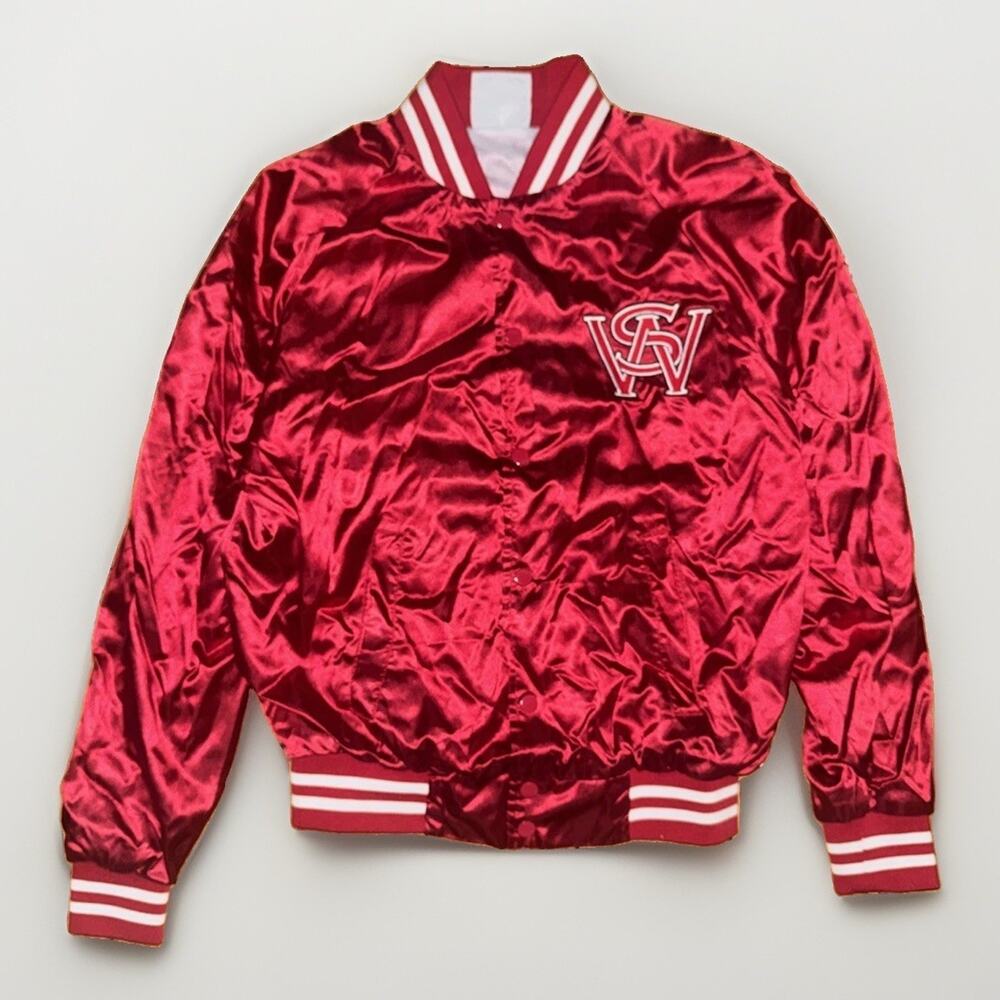 Vintage Satin Bomber Jacket Red Small 20x24 Retro Classic 90s